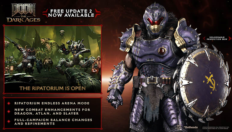 Image of all of the new features in DOOM: The Dark Ages Update 2.