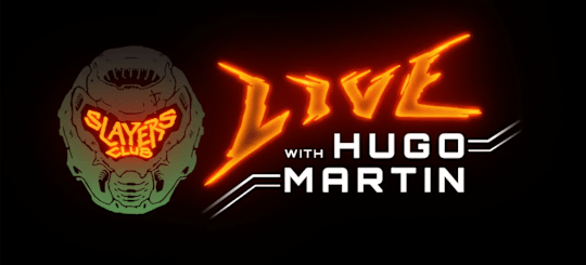 Slayers Club live logo showing the DOOM Slayer helmet