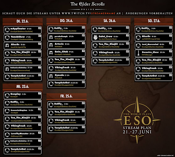 ESO World Plays Schedule DE