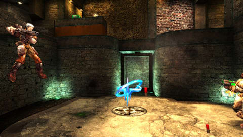 Two players duel in a match of Quake Live