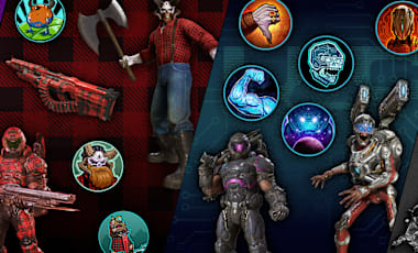 Collage of DOOM Eternal in-game skins 