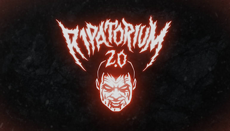 Image of the Ripatorium 2.0 logo with the text written in a heavy metal style and a bleeding Slayer's face below.