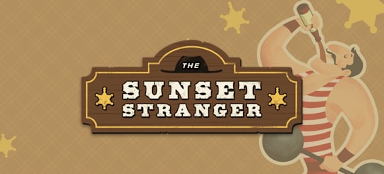 The logo for The Sunset Stranger, in an Old West style.