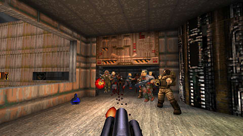 Firing a weapon at oncoming enemies.