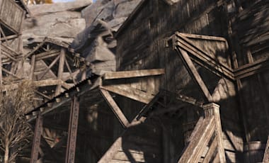 An abandoned wooden mine.