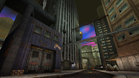 A dark and gritty neighborhood. 