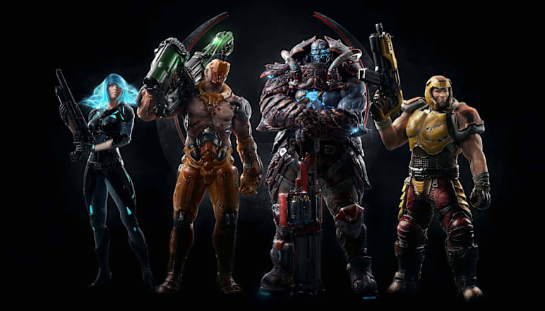 Several Quake Champions characters stand side-by-side.