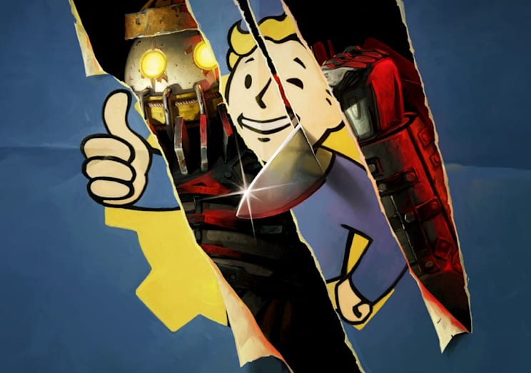  The Slasher keyart featuring vault boy giving the thumbs up as The Slasher slashes through the image
