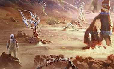 A person exploring a planet