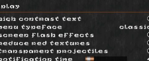 A list of Accessibility options with less stark contrast between text and background.