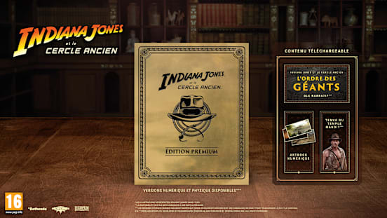 Illustration de l'Édition Premium comprenant le DLC L'Ordre des Géants, la bannière d'accès anticipé, l'artbook numérique et la tenue du Temple maudit.