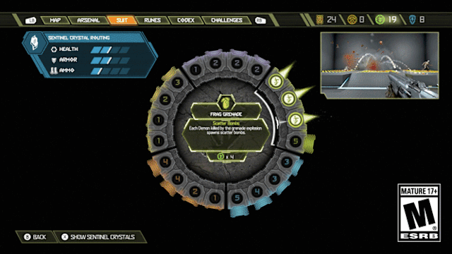 Visit the Suit tab from the in-game menu to access more upgrades.