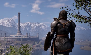 A hero looks out over the Imperial City in Oblivion Remastered on Nintendo Switch 2