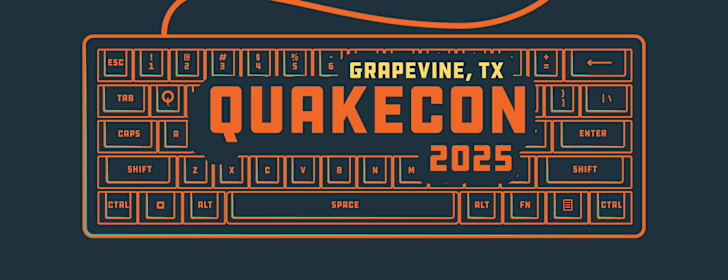 QuakeCon logo over a keyboard