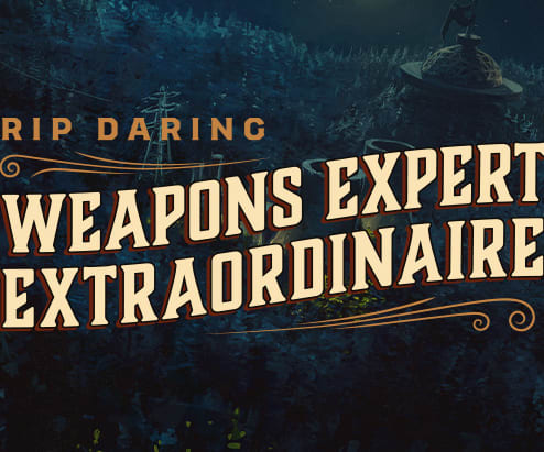 Logo for the "Rip Daring - Weapons Expert Extraordinaire!" Mini Season for Fallout 76.