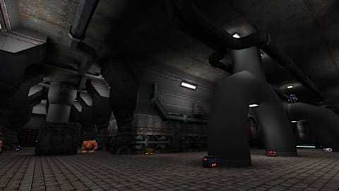 Enemies waiting to attack in a dark room.