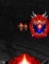 The player fires their Minigun at a flying Cacodemon