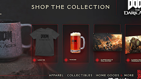 The DOOM: The Dark Ages Collection, including drinkware, lithographs, t-shirts and more