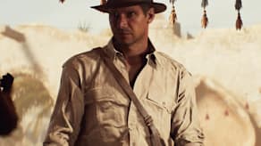 Indiana Jones wears the Cairo Outfit from the Machinegames Anniversary Update at a market stall in Gizeh