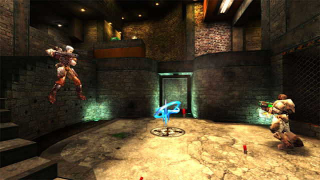 Two players duel in a match of Quake Live
