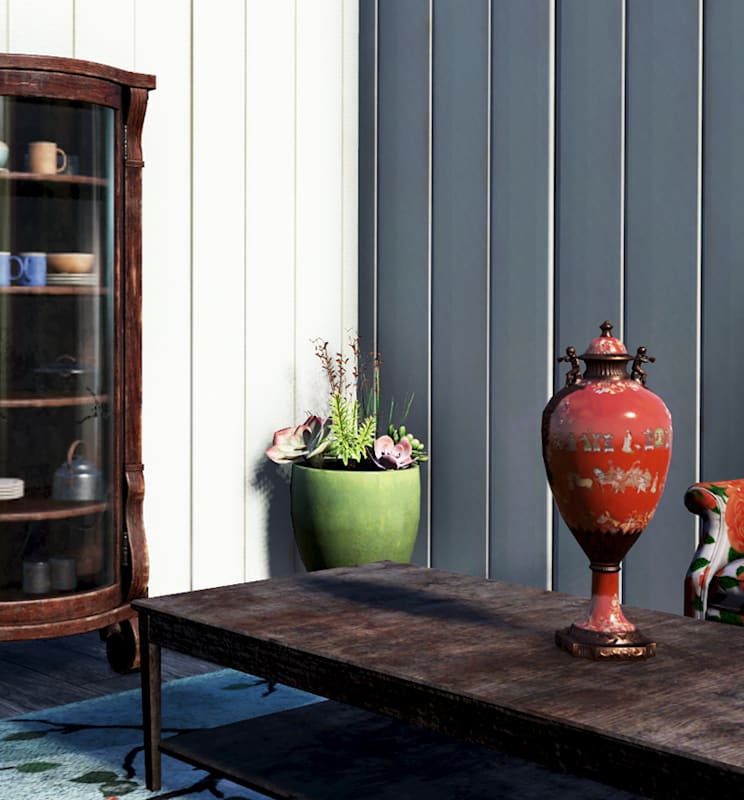 A old-fashioned dark wood cabinet with pristine glass doors around the shelves.