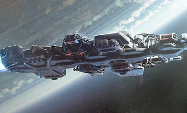A spaceship in flight