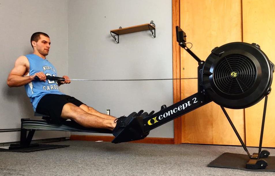 Edwin rowing on his Concept2 rower