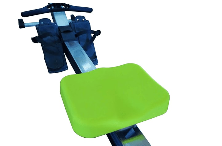 Lime green Vapor Fitness seat cover fitted on a Concept2 rower seat