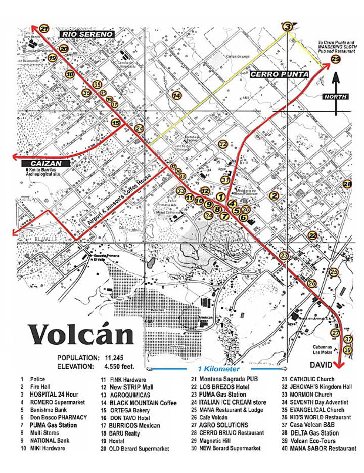 Volcan Tourist Map