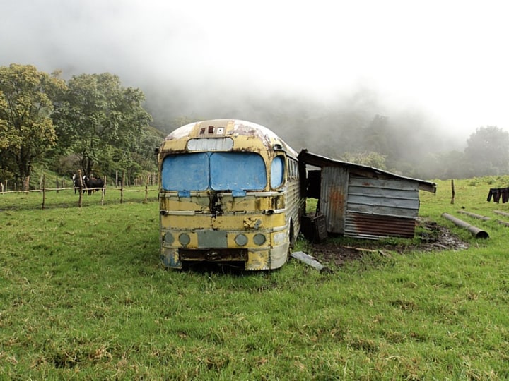 Noriega’s silver bus from the other side