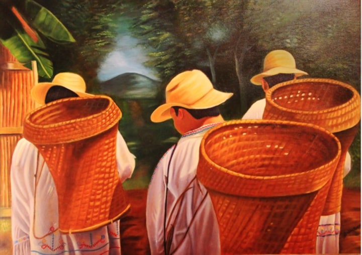 Painting of harvesters by Itzel Gonzalez