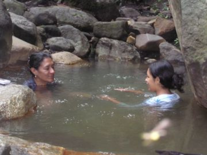 two women in hot spring