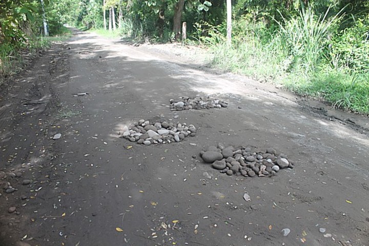 Potholes filled with ripio