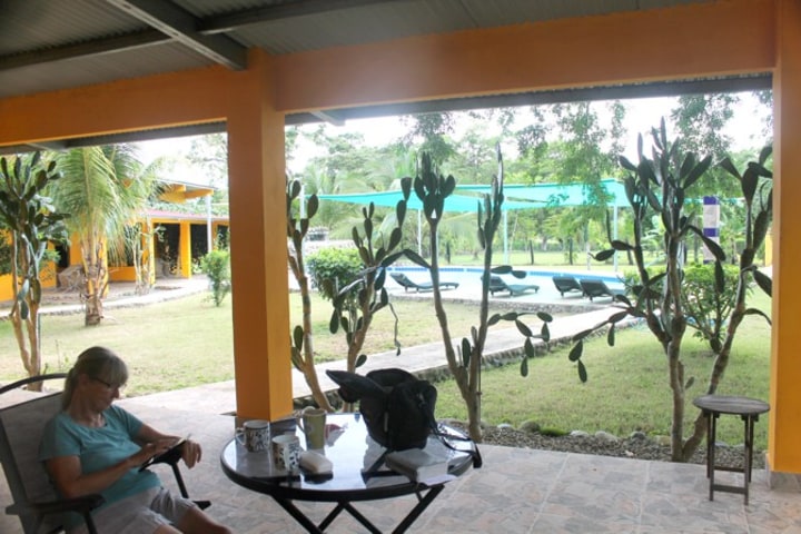 Woman in pool area