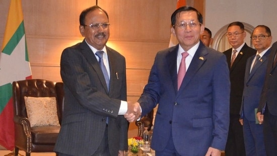 Myanmar President Min Aung Hlaing holds talks with NSA Ajit Doval during first visit to India