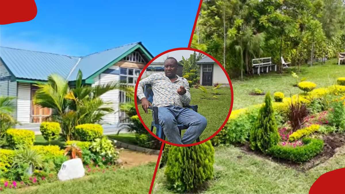 Siaya man builds KSh 950k mabati home with lush landscaped compound