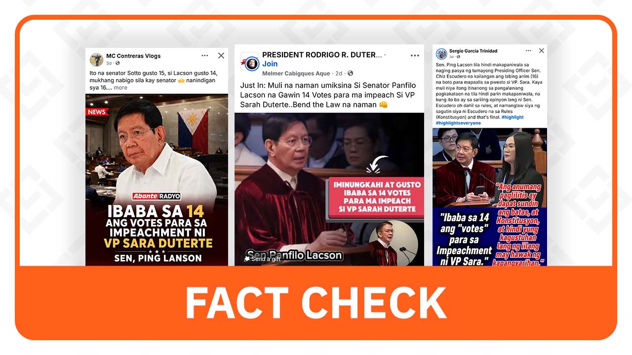 Fact-Check: Senator Lacson Did Not Call for Lowering Impeachment Vote Threshold in VP Sara's Trial