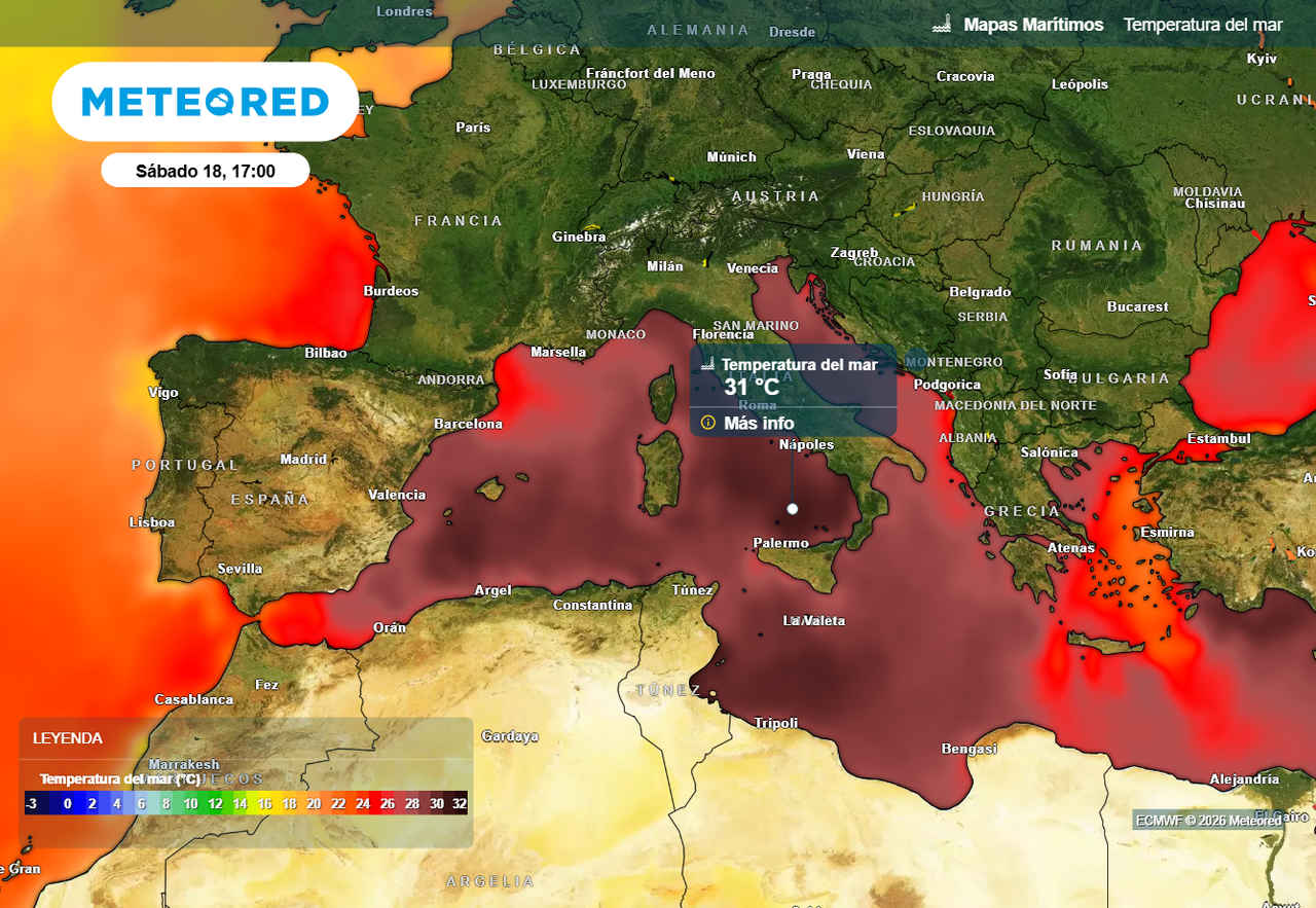 Aumento de temperaturas en el Mediterráneo: Meteored España monitorea situación de calor marino