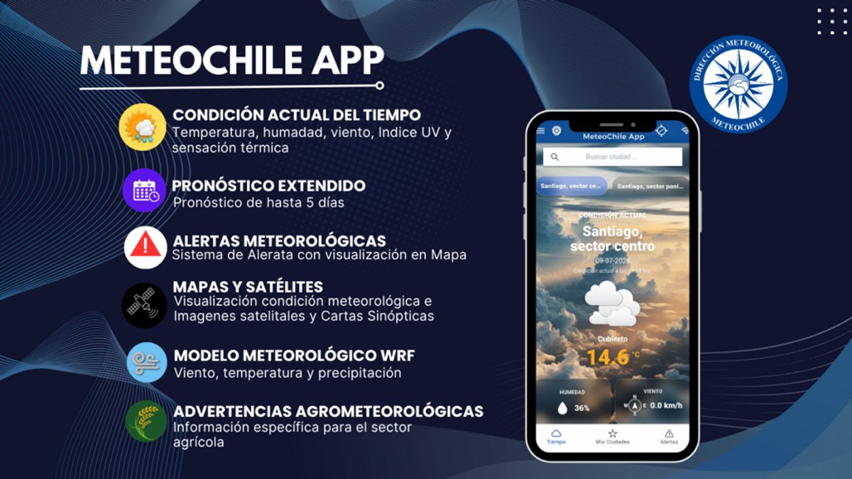 Meteorología de Chile presenta MeteoChile APP para consultar pronósticos y alertas oficiales