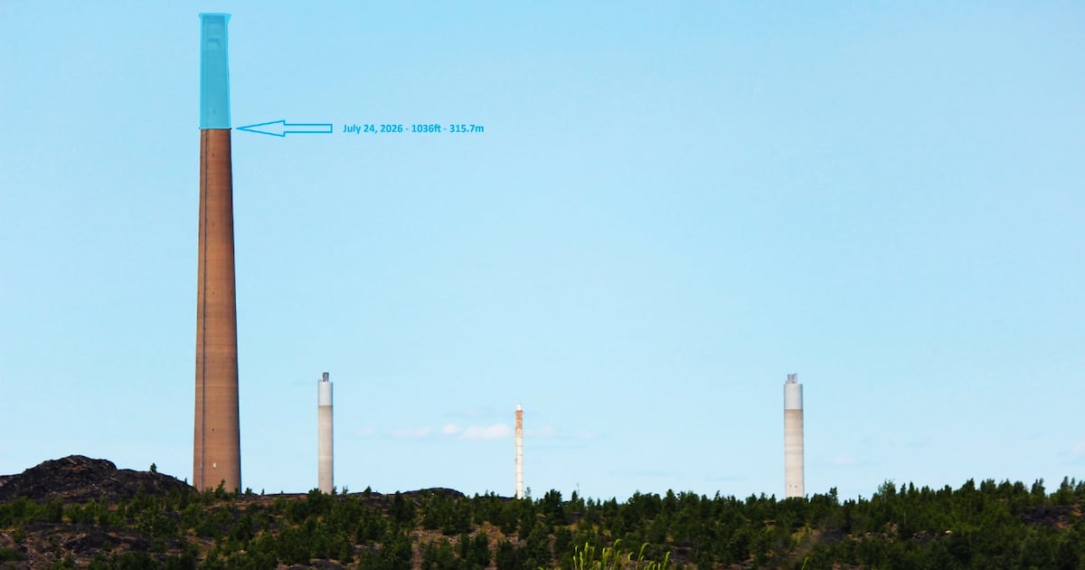 Sudbury's Superstack Demolition Progressing as Structure Shrinks