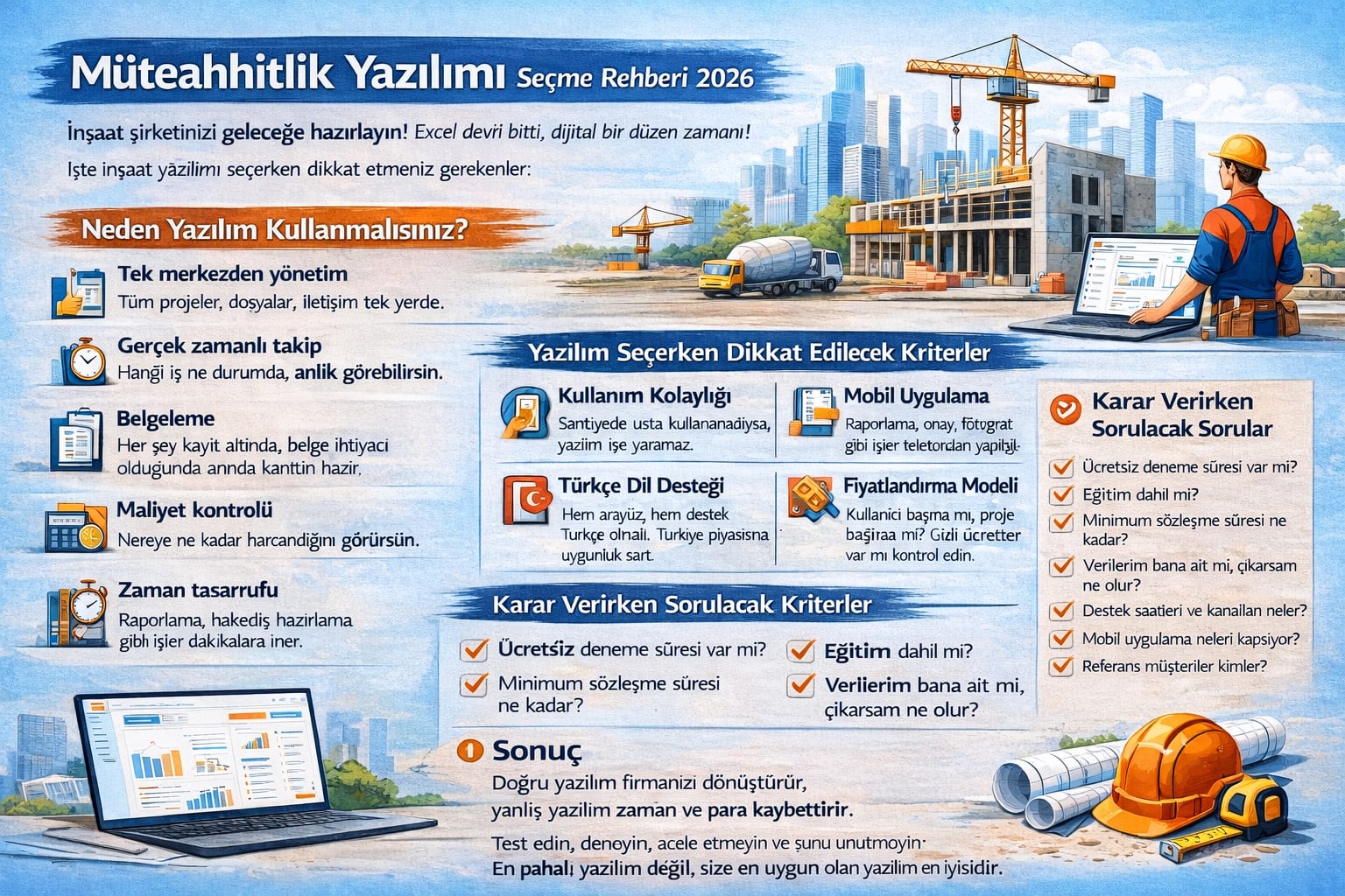 Müteahhitlik Yazılımı Seçme Rehberi 2026