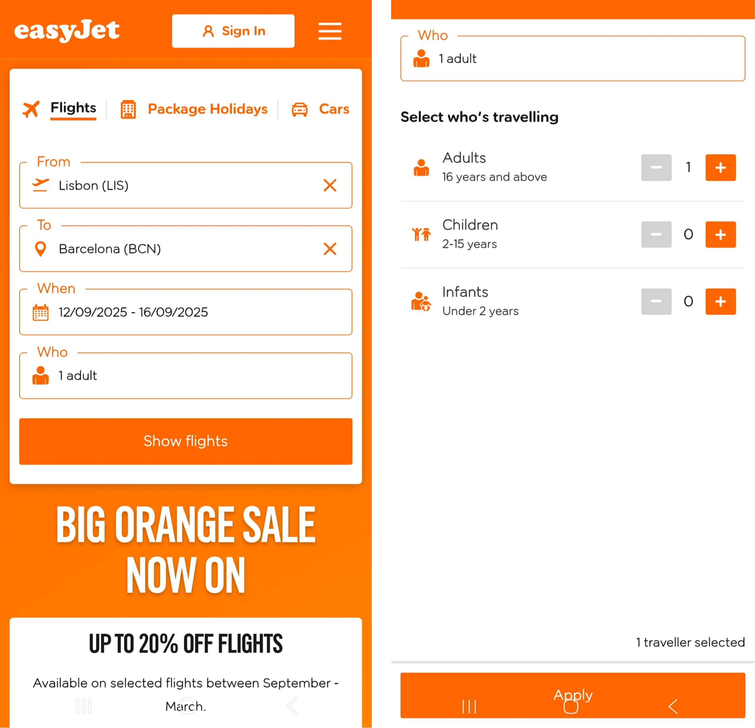 Before: easyJet seat selection overview