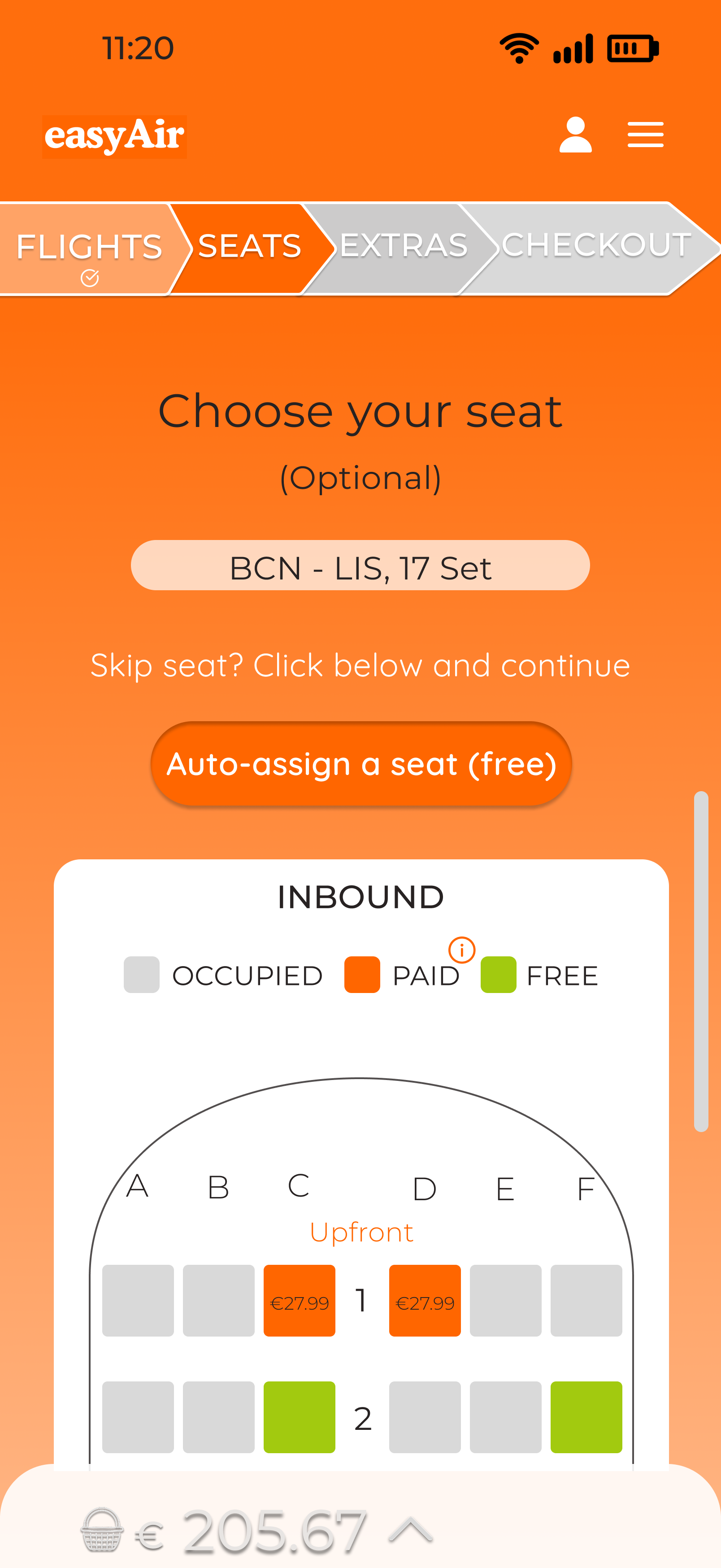 After: easyAir seat selection inbound