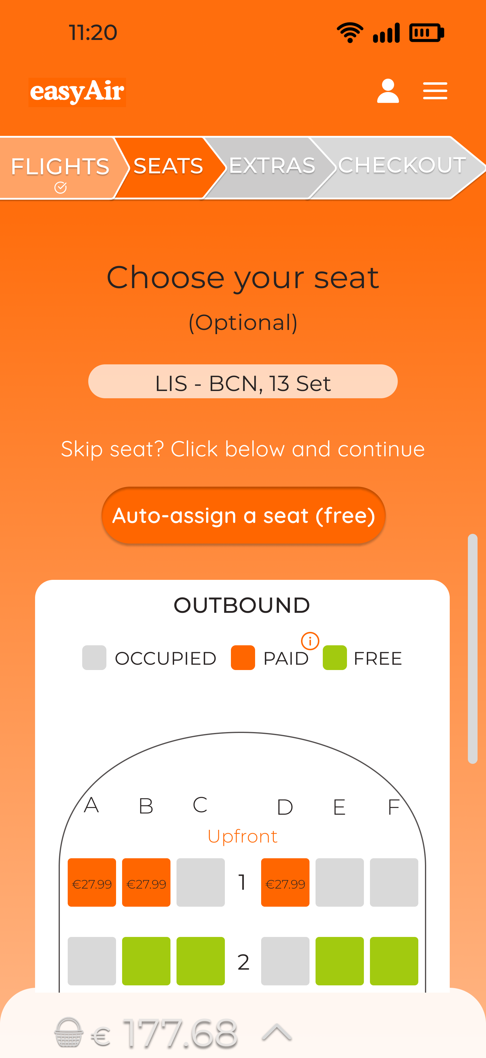 After: easyAir seat selection outbound