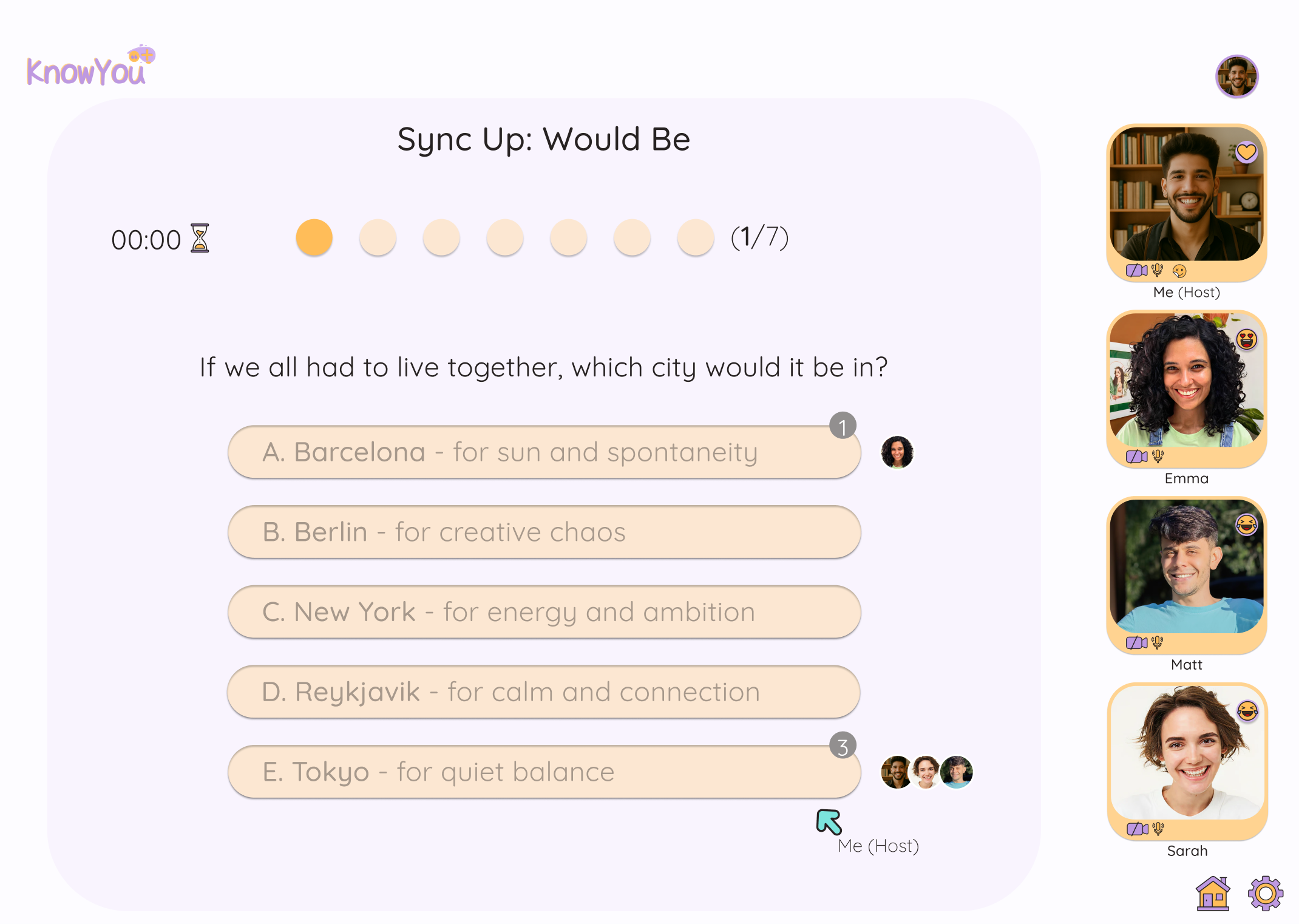 After, gameplay answers screen with player photos