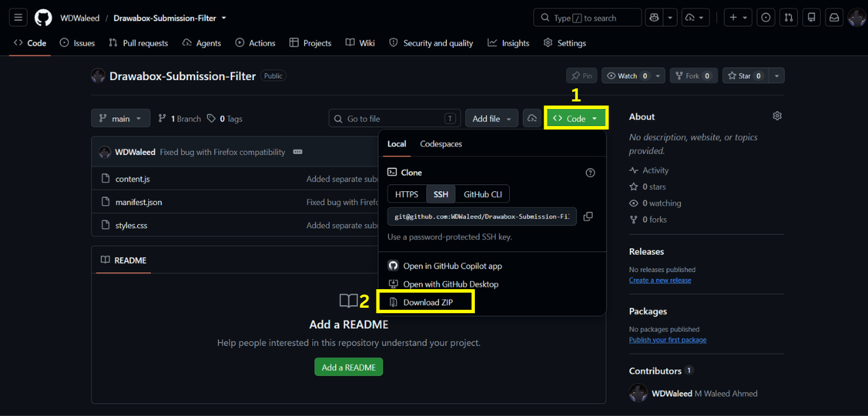Download extension files from repo