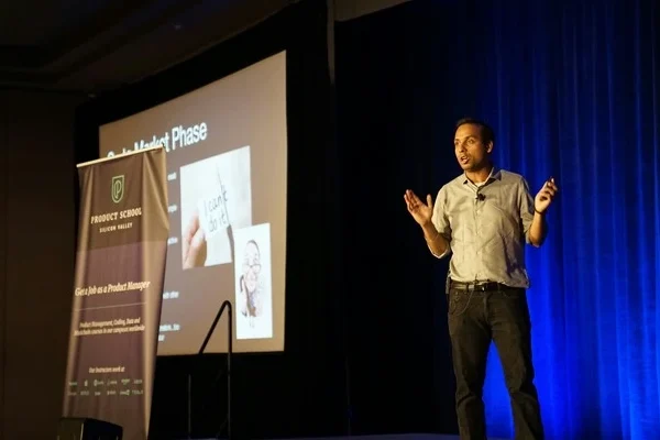 Corporate speaker on stage