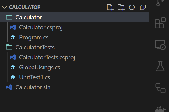 folder structure of dotnet and dotnet test project