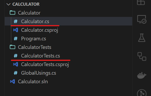 Calculator test project structure
