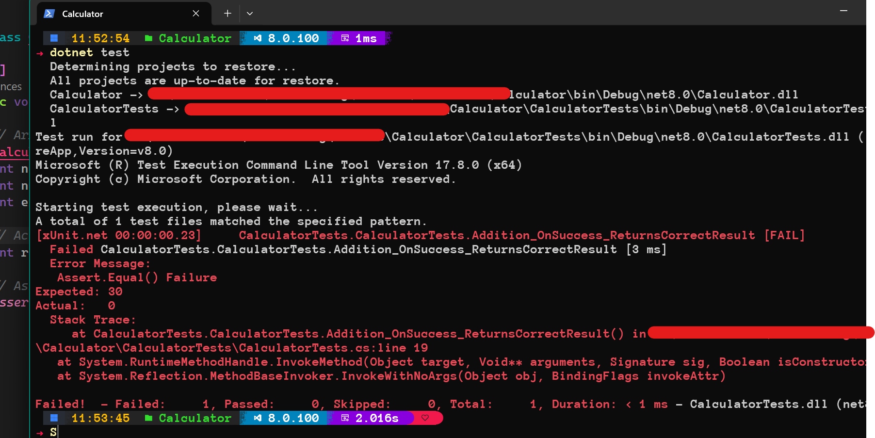 Test case fails